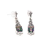 Mystic Quartz and Marcasite Vintage Dangle Earrings